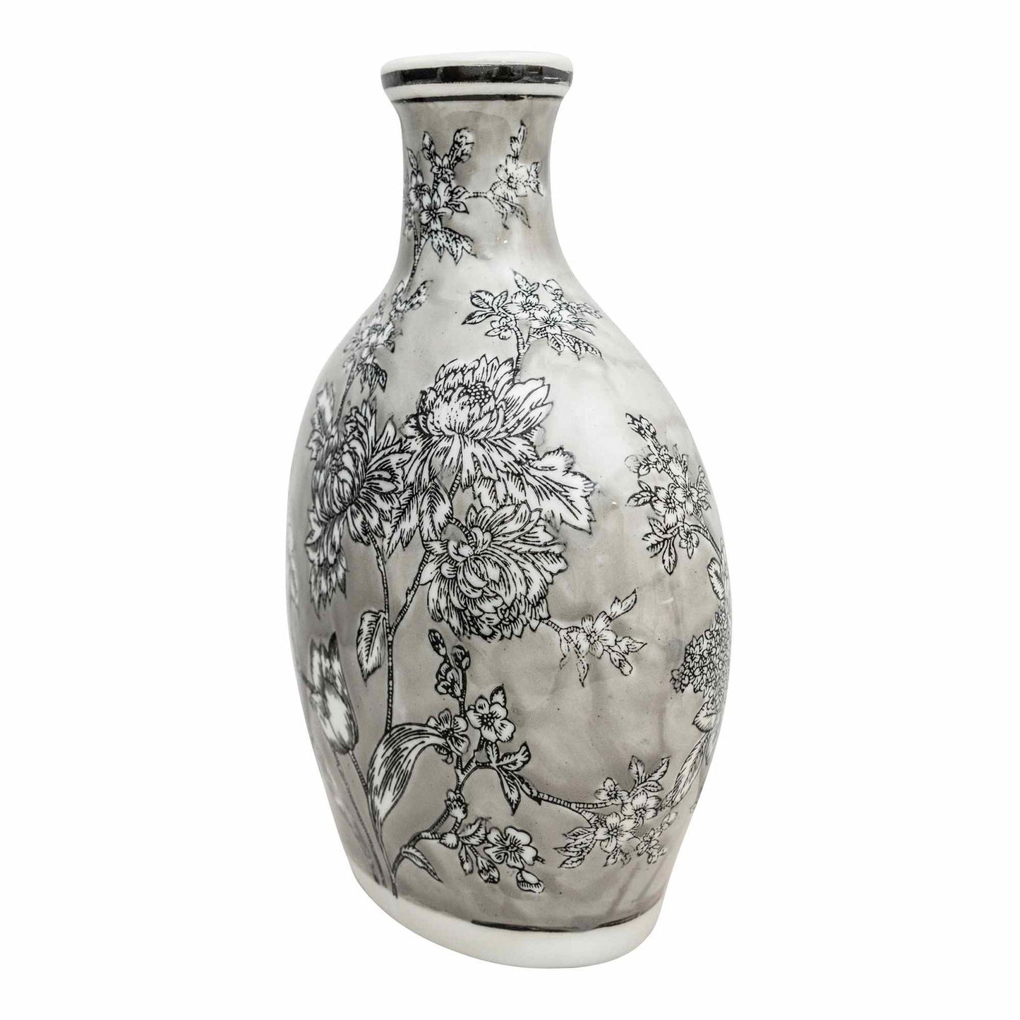 Peony Grey & White Bottle Vase