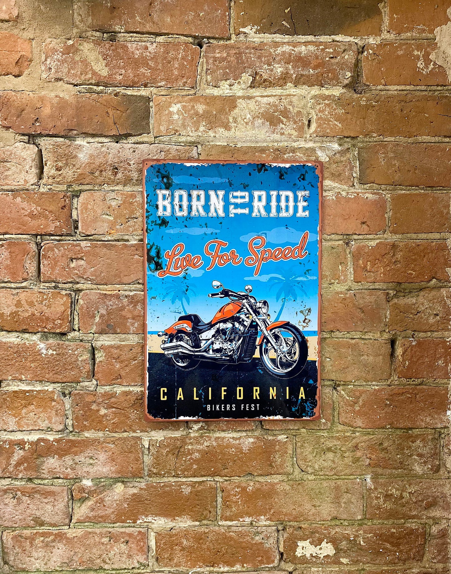 Metal Retro Wall Sign - Born To Ride