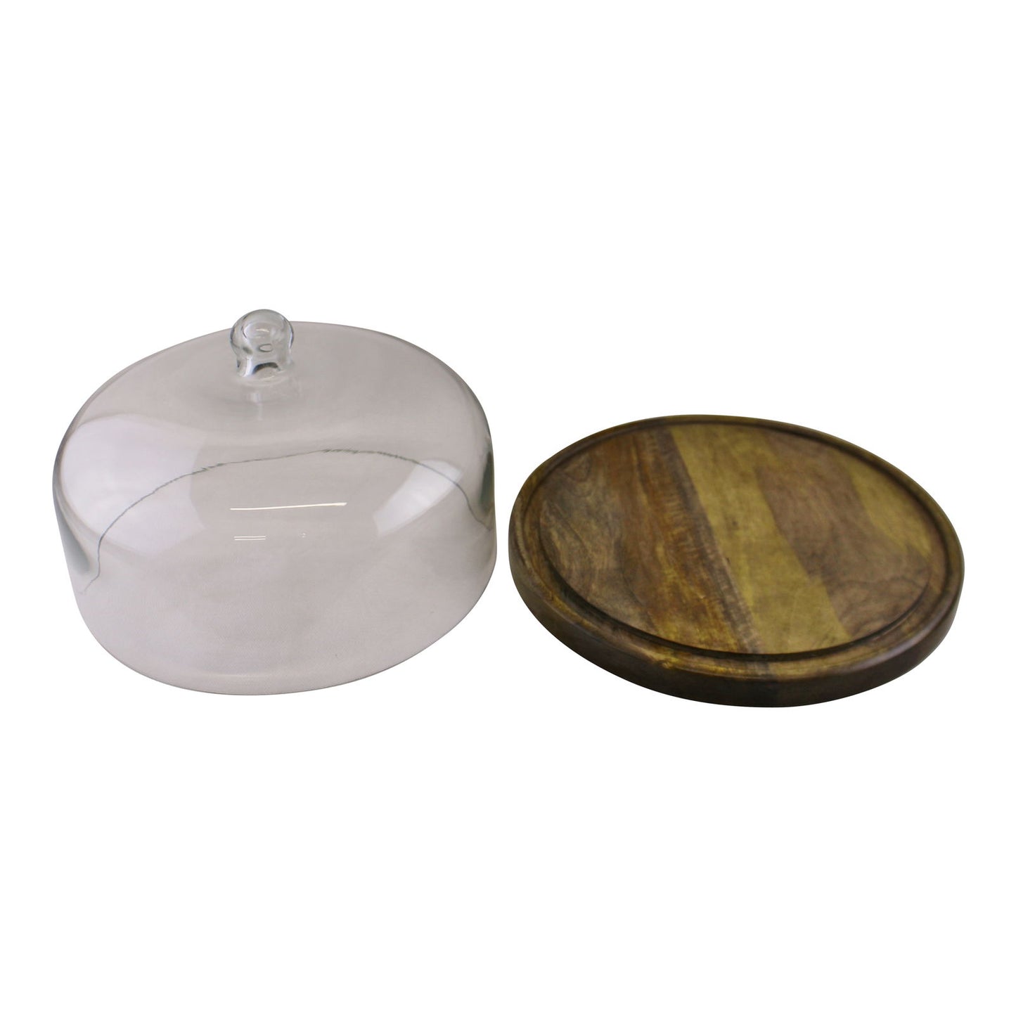 Mango Wood Cake Stand With Glass Dome