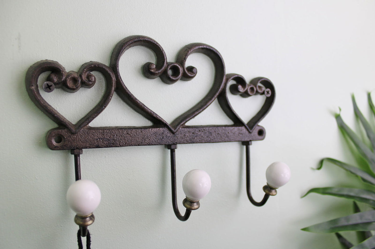 Rustic Cast Iron Wall Hooks, Hearts