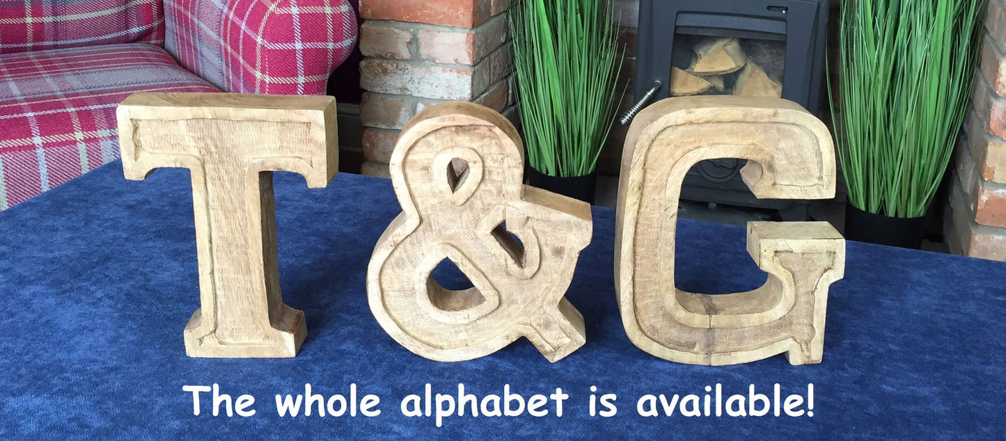 Hand Carved Wooden Embossed Letter H