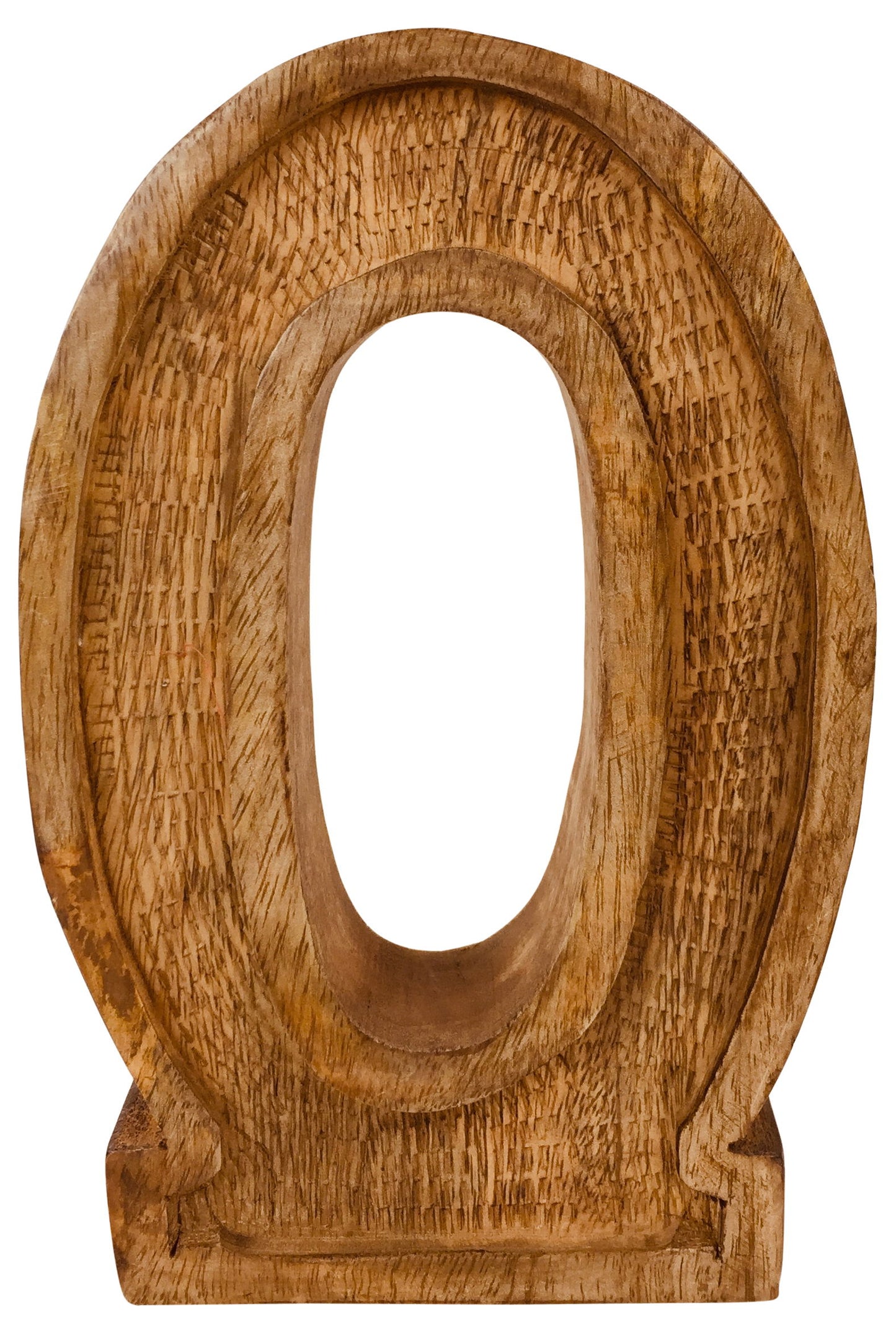 Hand Carved Wooden Embossed Letter O