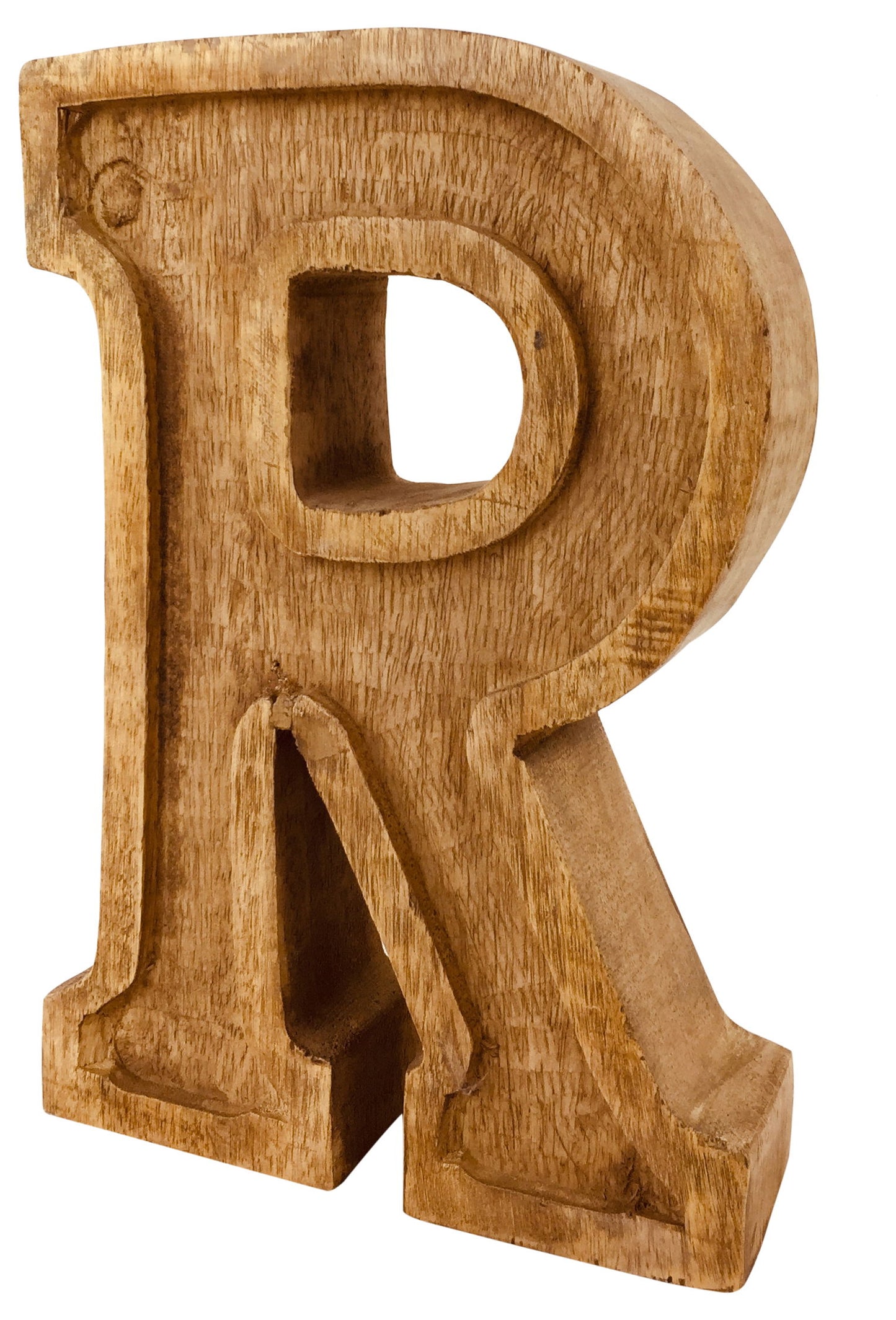 Hand Carved Wooden Embossed Letter R