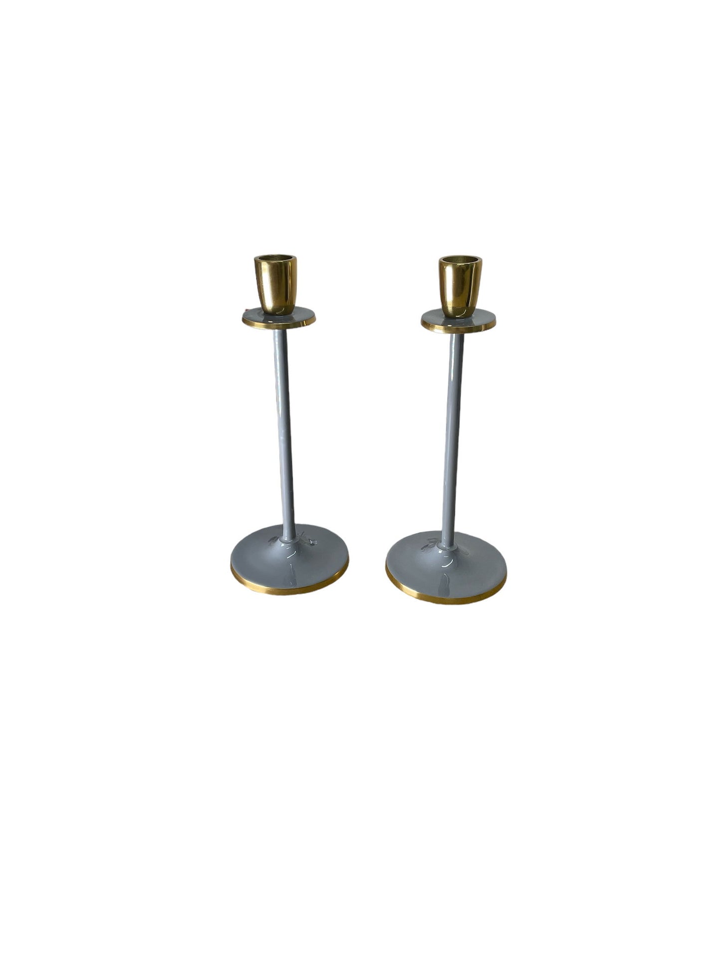 Glossy Grey Irina Candlestick, Set of 2, 20cm