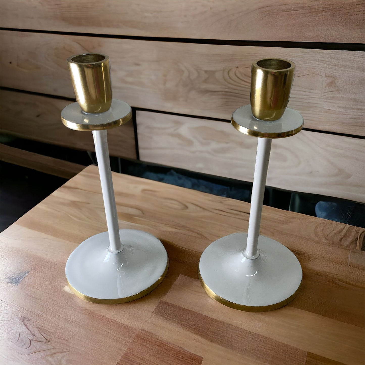 Glossy White Irina Candlestick, Set of 2, 20cm