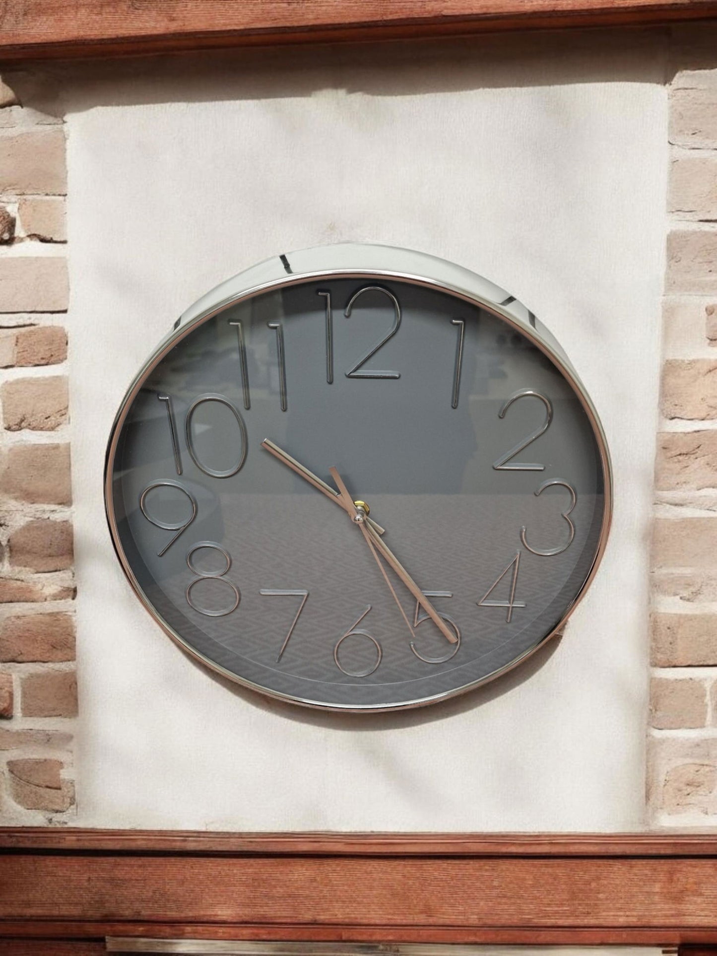 Silver Wall Clock 30cm