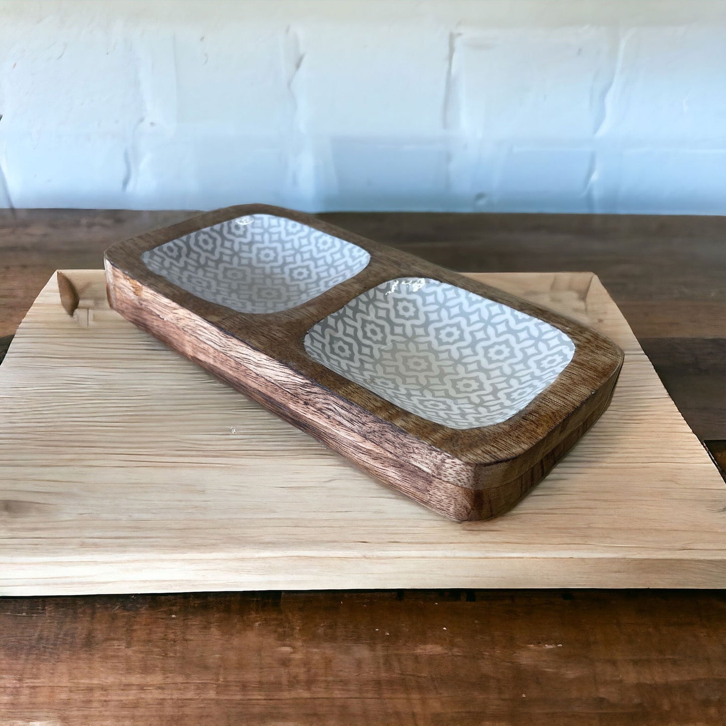 Wood Enamel Snack Bowls