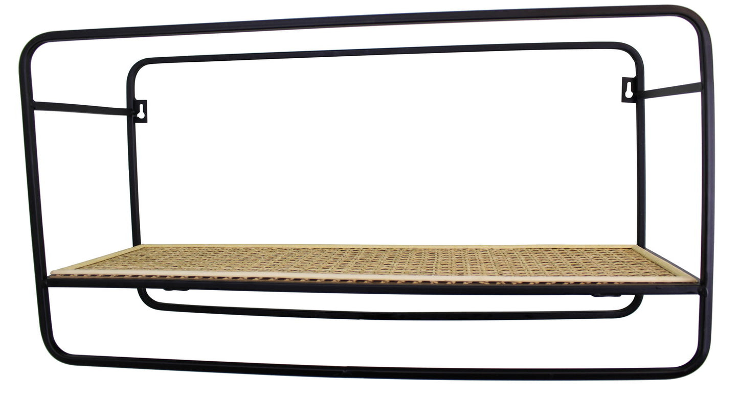 Large Wall Hanging Shelf Unit in Metal Weave Effect