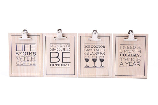 Set of Four Slogan Clipboards